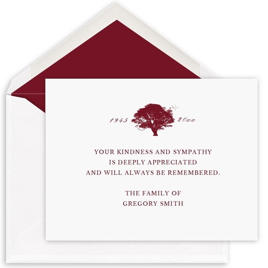 Oak Tree Folded Sympathy Cards - Raised Ink